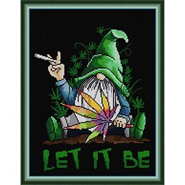 Stitchmelody Stamped Cross Stitch Kits,11CT Printed Pattern Embroidery Kit DIY Home Décor Needlework-Green Dwarf 31cm×40cm