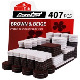 Ezprotekt Felt Furniture Pads, 407 Pcs Furniture Pads for Hardwoods Floors, Felt Pads for Chair Legs, Felt Pads for Furniture, Furniture Feet Floor Protectors for Chair Desk Table (Brown & Beige)