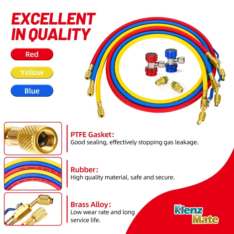 2026 New 29984 Plus II 48"（4FT）1/4" HVAC Hose with Quick