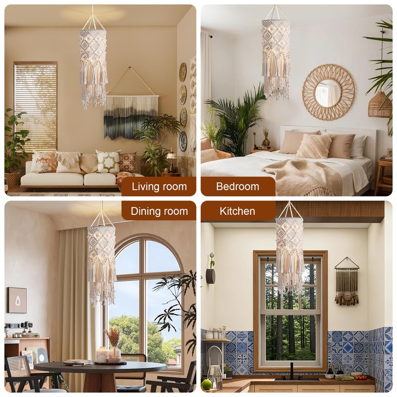 Bioaqua Boho Hanging Lamp,Plug in Hanging Light with Plug in