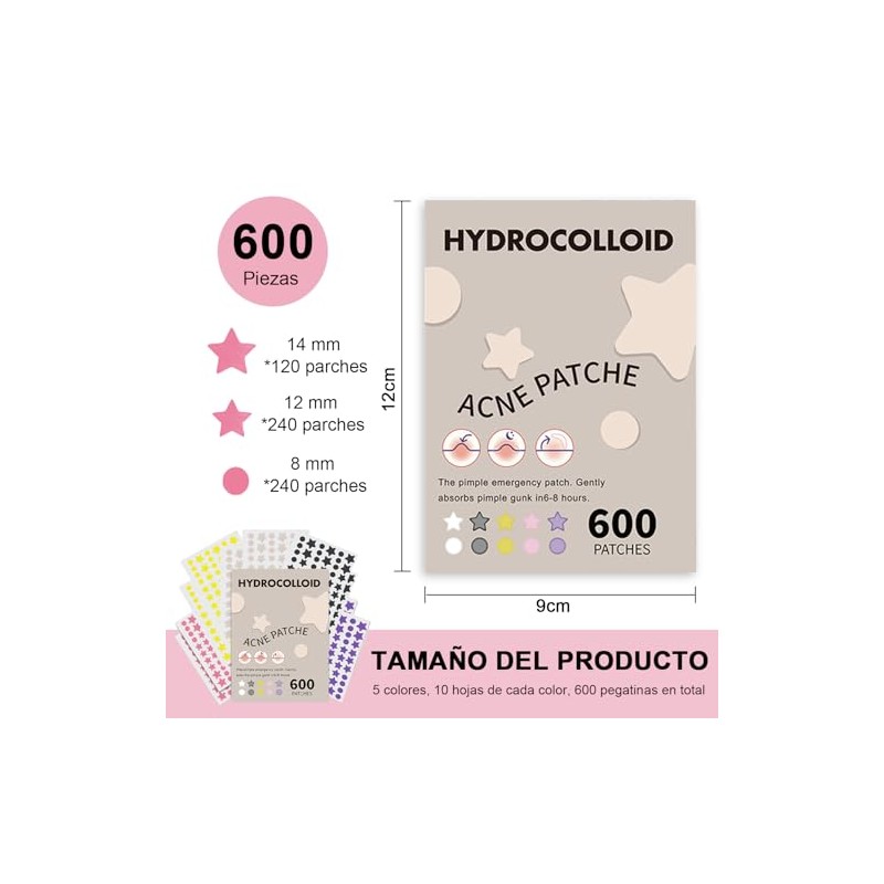 Parches para Acne, 600 PCS Parches para Granos de Estrella.