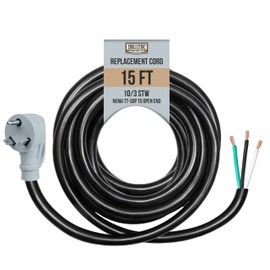 Cablectric 30 Amp RV Replacement Power Cord - 15ft 10 Gauge EV Extension Cable NEMA TT-30P to Open End 3 Wire - Heavy Duty 30 Amp RV Extension Cord - 10/3 STW Electrical Wire for Camper