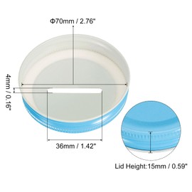 sourcing map 4Pcs Coin Slot Bank Lid for Mason Jar, 70mm/2.76" Regular Mouth Tin Plate Caps Inserts for Canning Jars Cover, (Blue Tone)