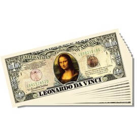 Leonardo da Vinci Novelty Million Dollar Bill - Set of 100 with 1 Bonus Christopher Columbus Bill