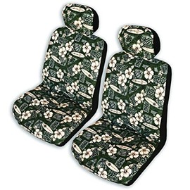 Winnie Fashion Hawaiian Car Seat Covers (Hibiscus Surf Green, Regular No Customization)