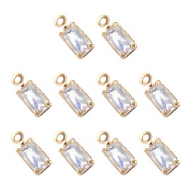 PATIKIL 30pcs Zirconia Charm, 5mm Mini Crystal Bracelet Charm Zircon Rhinestone Pendant Crystal Diamond Charm Gemstone for Jewelry Making, Rectangle