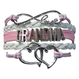Grandma Gift, Grandma Pink and White Infinity Charm Bracelet for Women, Grandma Jewelry, Gift for Grandma, Gender Reveal, Mother’s Day, Birthday (Pink)