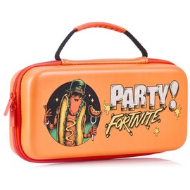 Numskull Custodia ufficiale Fortnite per Switch e Switch 2 – Edizione Party – Contiene 10 giochi e accessori – Guscio rigido con manico in gomma