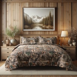 VISI-ONE Realtree Edge Camo Full Comforter Set 3 Piece Polycotton Rustic Farmhouse Bedding with 2 Pillow Shams – Hunting Cabin Lodge Bed Set Perfect for Camouflage Bedroom - (80"x90")