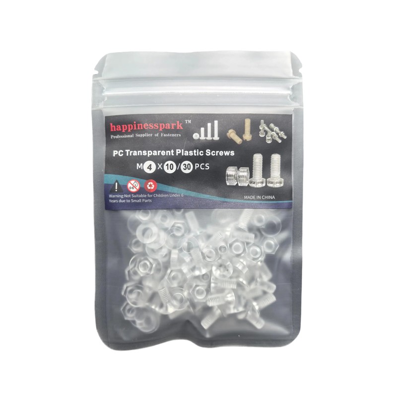 PC(Polycarbonate) Plastic Transparent Metric Phillips Flat Head Screws with Nuts