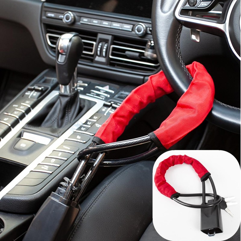 Car Steering Wheel Lock, Thick Cable Handlebar Lock, Universal Burglar