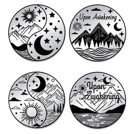 UNICRAFTALE 2Pcs 2 Styles Upon Awakening Coin Mon and Sun Yin Yang Medallion Stainless Steel Sobriety Coin Mountain Adventure Flip Coins for Alcoholics Anonymous Sobriety Gifts