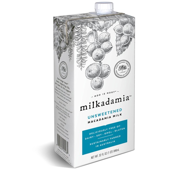 milkadamia Macadamia Milk, Unsweetened - 32 Oz, 2 Count
