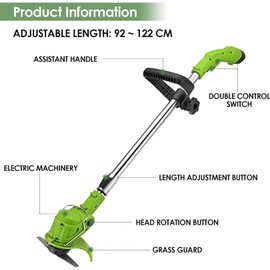 12 V Cordless Grass Trimmer/Cordless String Trimmer/Electric Lawn Trimmer/for Weed-Wacking with Telescopic Pole Replace Blade