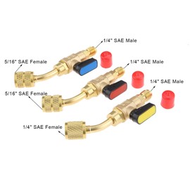 gohantee Air Conditioner Ball Valve HVAC Angled Shut-Off Ball Valve Adapter 1/4" 5/16" SAE R22 R12 R410a Air Conditioning Refrigerant Ball Valve for Mini Split System