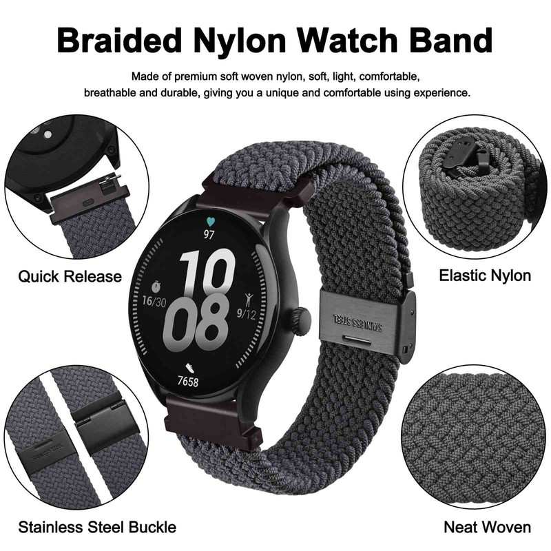 WOCCI 20mm Braided Nylon Watch Bands for Men and Women,