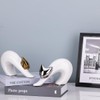 YUNSHID Abstract Elegant Yoga Cat Statue, White and Gold Decor,