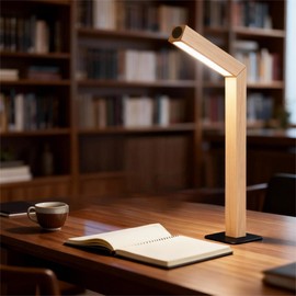 HBGFHG Wooden Desk Light ，Dimmable Desk Lamp for Home Office with USB Wireless Charging Port ，Touch Control RotatableDesk Adjustable Night Light(Beech Wood)