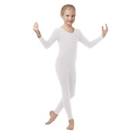 Eurotard Child Long Sleeve Unitard #10529- White/Small