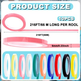 PEUTIER 10 Rolls Autoclave Tape, 0.24" Width 216.5' Length Instruments Identification Tape 10 Colors Instrument Tape Surgical Dental Tape Autoclavable 270° F Steam