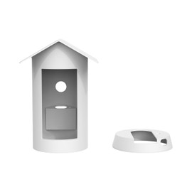 Holicfun Silicone Protective Birdhouse Cover for R-ing Outdoor Cam Plus Battery, Weather-Resistant Camera Skin, White