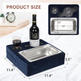 Zettfuly Couch Cup Holder, Couch Caddy, Couch Drink Holder, Bed Cup Tray, Sofa Cup Holder Remotes Holder for Cups, Headphones, Snacks and Phones, Use it on Car, Pack, Beach, RV, and More (Navy)