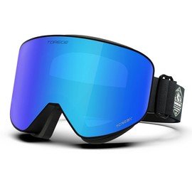 TOREGE Ski Goggles Anti Fog Dual-Layer UV Protection Snowboard Goggles OTG Snow Goggles for Men Women TG07 (Matte Black Frame & Revo Ice Blue Lens)