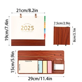 Desk Calendar 2025 Jan-Dec,Standing Flip Desktop Calendar 7.4 x 8.2in with 4 Sticky Notes and Pen Holder,12 Monthly Calendar 2025 Small Desk Calendars,Year Calendar Planner for Classroom,School,Office