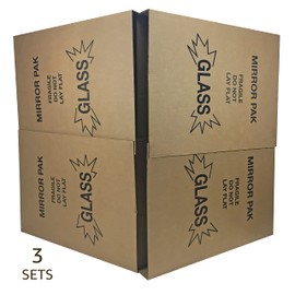 Uboxes 3 Picture & Mirror Moving Boxes for Large Pictures up to 40x60" (Includes 12 pieces, to fit 3 sets of Mirror) , Kraft,BOXBUNDMIR12