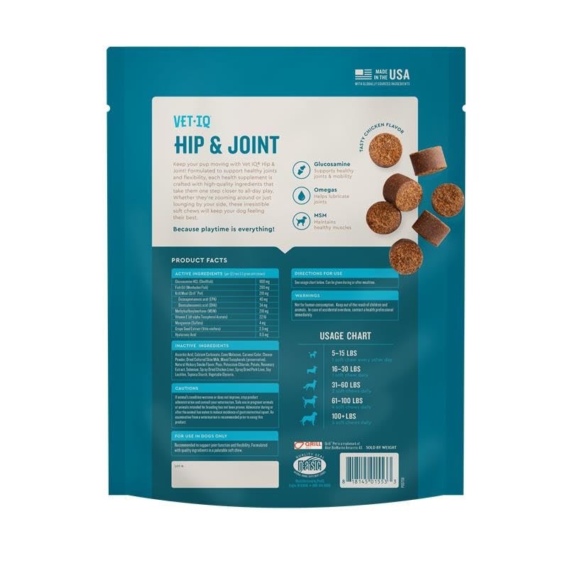 VetIQ Glucosamine Hip & Joint Supplement for Dogs, 180 Soft
