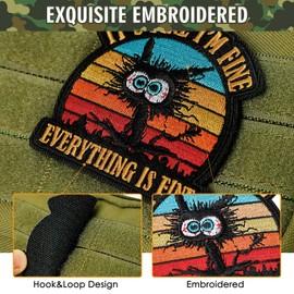 XMJY It's Fine I'm Fine Everything is Fine Patch, Embroidered Hook and Loop Patches, Funny Meme Morale Patch for Backpacks, Dog Harnesses, Army Vests, Gym Bags, Hats, Helmets