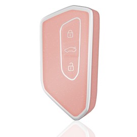 OFF WE GO OFF WE GO Autoschlssel Hlle fr VW Schlsselhlle Cover Schlsselbox fr Volkswagen Golf 8 MK8 Seat Leon MK4 Skoda Octavia 8 Ateca Tarraco Schlsselcover Schlssel Schutz Geh?use, Rosa Silber