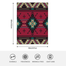 HGOD DESIGNS Ethnic Pattern Blanket Southwest American Indian Aztec Print Throw Soft Warm Lightweight Blanket for Women Birthday Christmas, Home Living Room Decor 100x130cm