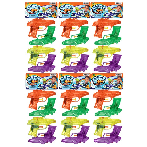 Water Squirt Toys Guns (24 Units in 6 Packs) Toy Water Guns Squirting in Bulk for Parties for Dog and Cat Training and so Much More. Plus 1 Sticker. 858-6s