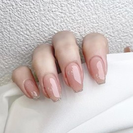 SEMTIM JP3297 Nail Tips, 3D, Medium, Short, Round False Nails, Medium Long, Nail, Popular, Japanese Style, Cute, Simple, Fashionable, Coming of Age Ceremonies, School Entrance Ceremonies, Graduation