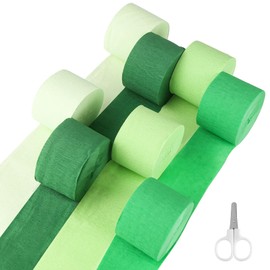 Kayqbonke 8 Spool Crepe Paper Green, 4.5 cm x 25 m Crepe Paper, Florist Crepe Paper Rolls in 4 Colours, Crepe Paper, Tissue Paper Streamer for Wedding, Birthday, Party, Celebration, Decoration