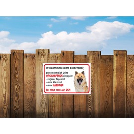 AdriLeo Sign – Caution Eurasier – Welcome Dear Burglars – (20 x 30 cm) / Warning Dog Guard Dog Robust Durable UV-Resistant Weatherproof Warning Sign