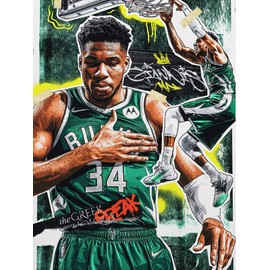 Vibrant Art Poster Giannis basketball player Size 11x17  16x24  24x36 inch High Quality Printed Posters No Frames - Size: 11x17