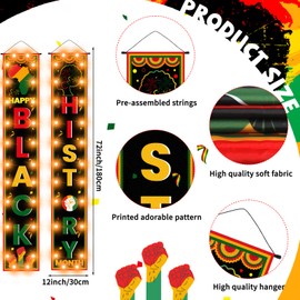 Black History Month Door Decorations Set, Includes Black History Door Cover & History Month Porch Banner with Light, African American Festival Party Outdoor Indoor Wall Decor for Home Classroom Office