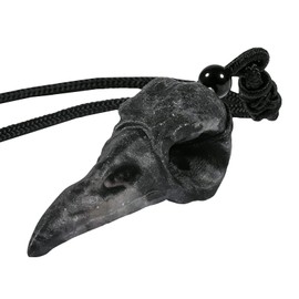 Nupuyai Black Crow Skull Carving Crystal Stone Pendant Necklace for Men Women, Natural Agate Geode Raven Skull Jewellery with Adjustable Cord