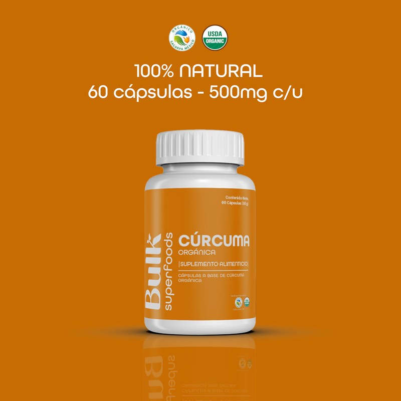 BULK SUPERFOODS | Curcuma Organica 100% Natural 60 Capsulas –