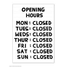 Funny Humorous 'David Shrigley Opening Hours' Novelty Postcard
