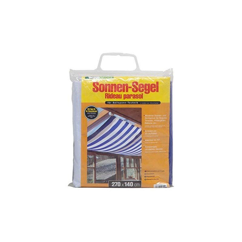 Windhager Sonnensegel für Seilspanntechnik, Blau/Weiß, 270 x 140 cm