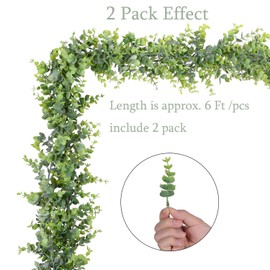 Artiflr Artificial Vines Faux Eucalyptus Garland, 2 Pack Fake Eucalyptus Greenery Garland Wedding Backdrop Arch Wall Decor, 6 Feet/pcs Fake Hanging Plant for Table Festival Party Decorations