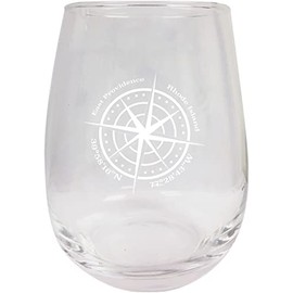 R and R Imports East Providence Rhode Island Souvenir 15 Ounce Laser Engraved Stemless Wine Glass Compass Design 2-Pack