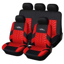 Car Seat Cover for 2/5 Seats Universal, Fabric Car Front & Rear Seat Protector, with Tire Track Details, Suitable for Most Auto Truck Van SUV, Airbag Compatible, Car Interior Accessories:_BLUE
