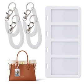 Photocard Holder, Four Photocard Holder Keychain, Sliding lD Badge Holder, Fashionable Pure White, Can Store Kpop Idol Photos, Animal Photos, Bank Cards