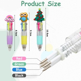 ZOCONE 22 Pcs Multicoloured Pen 4 in 1 Retractable Ballpoint Pens Multi Coloured Pens All in One, 4 Color Cartoon Animal Multi Colour Pen for Party Bags 0.5MM Fun Pens for Kids Gift School Supplies