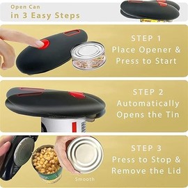 SQUADO Professional Can Opener, Electric Button One-Touch Electric Can Opener, Suitable for Opening Cans of Different Sizes Electric Can Opener