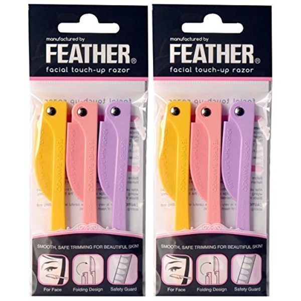 Feather Flamingo Facial Touch-up Razor (3 Razors X 2 Pack)